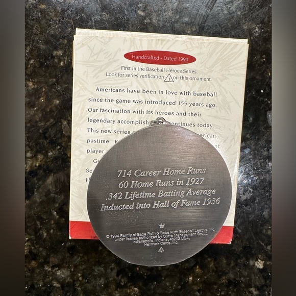 Vintage Hallmark Babe Ruth Ornament - 1994 - Baseball Heroes Collector’s Series - Picture 4 of 4